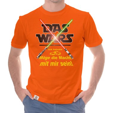 Herren JGA T-Shirt - Das Wars - Ich heirate - Lichtschwert weiss-gelb 5XL