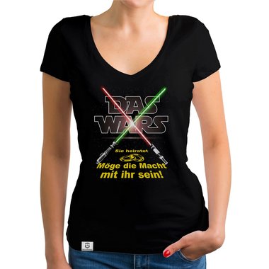 Damen JGA T-Shirt V-Ausschnitt - Das Wars - Mge die Macht mit ihr sein