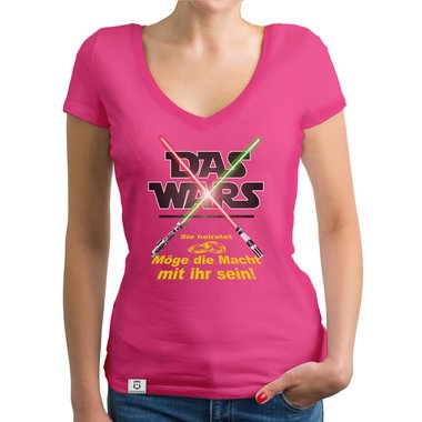 Damen JGA T-Shirt V-Ausschnitt - Das Wars - Möge die Macht mit ihr sein