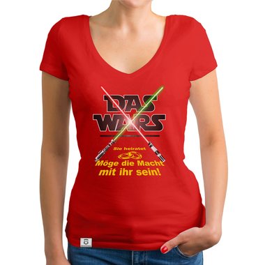 Damen JGA T-Shirt V-Ausschnitt - Das Wars - Mge die Macht mit ihr sein
