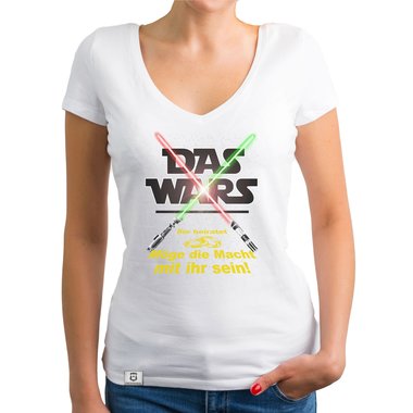 Damen JGA T-Shirt V-Ausschnitt - Das Wars - Mge die Macht mit ihr sein