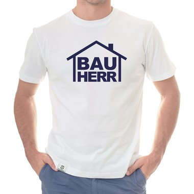 Herren T-Shirt - Bauherr weiss-schwarz 5XL