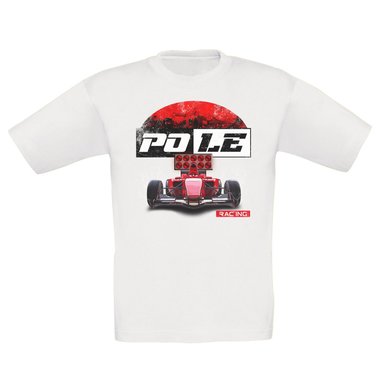 Kinder T-Shirt - Pole Racing weiss-rot 152-164