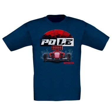 Kinder T-Shirt - Pole Racing weiss-rot 152-164
