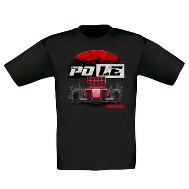 Kinder T-Shirt - Pole Racing weiss-rot 152-164