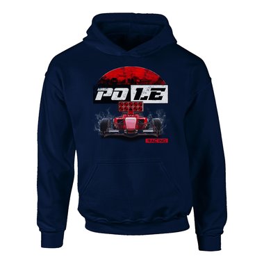 Kinder Hoodie - Pole Racing dunkelblau-rot 80-92