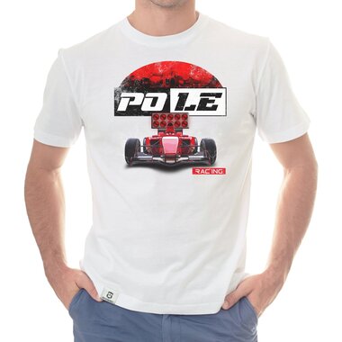 Herren T-Shirt - Pole Racing weiss-rot 5XL