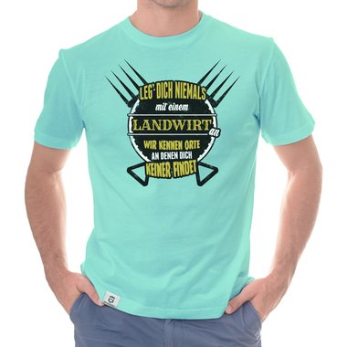 Herren T-Shirt - Leg dich niemals mit Landwirten an dunkelblau-weiss S
