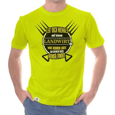 Herren T-Shirt - Leg dich niemals mit Landwirten an dunkelblau-weiss S
