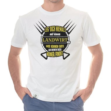 Herren T-Shirt - Leg dich niemals mit Landwirten an weiss-schwarz 5XL