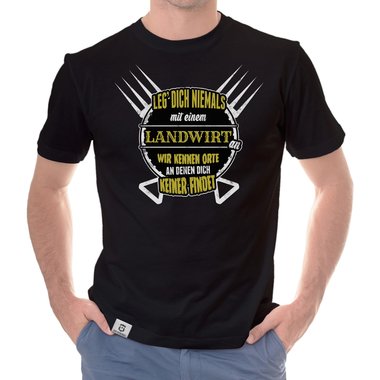 Herren T-Shirt - Leg dich niemals mit Landwirten an weiss-schwarz 5XL