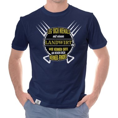 Herren T-Shirt - Leg dich niemals mit Landwirten an weiss-schwarz 5XL