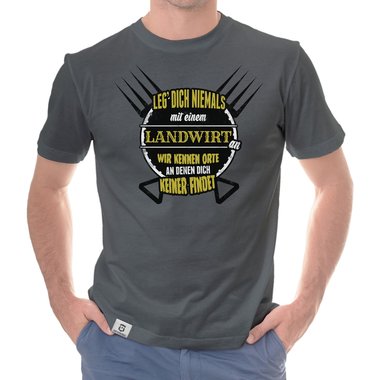 Herren T-Shirt - Leg dich niemals mit Landwirten an weiss-schwarz 5XL