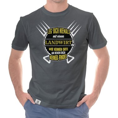 Herren T-Shirt - Leg dich niemals mit Landwirten an weiss-schwarz 5XL