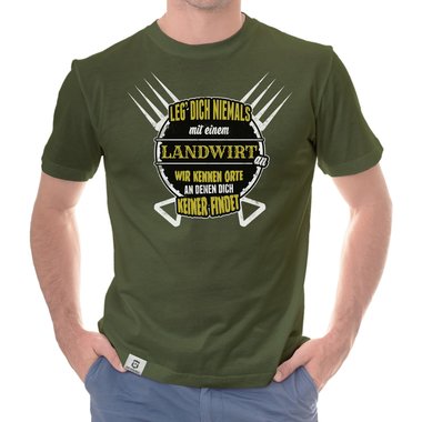 Herren T-Shirt - Leg dich niemals mit Landwirten an weiss-schwarz 5XL