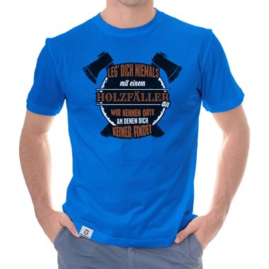 Herren T-Shirt - Leg dich niemals mit Holzfllern an weiss-schwarz 5XL