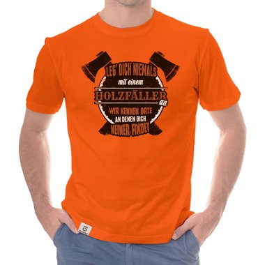 Herren T-Shirt - Leg dich niemals mit Holzfllern an weiss-schwarz 5XL