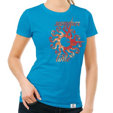 Damen T-Shirt - Summer Time dunkelblau-gelb S