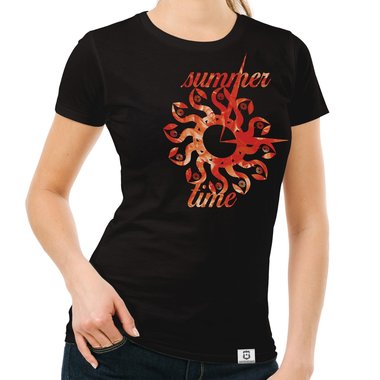Damen T-Shirt - Summer Time dunkelblau-gelb S