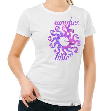 Damen T-Shirt - Summer Time dunkelblau-gelb S