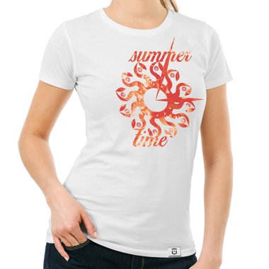Damen T-Shirt - Summer Time dunkelblau-gelb S