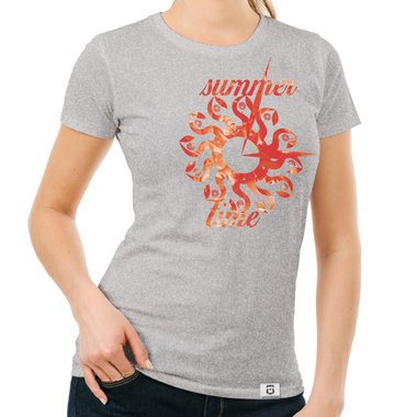 Damen T-Shirt - Summer Time dunkelblau-gelb S
