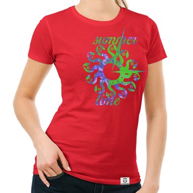 Damen T-Shirt - Summer Time dunkelblau-gelb S