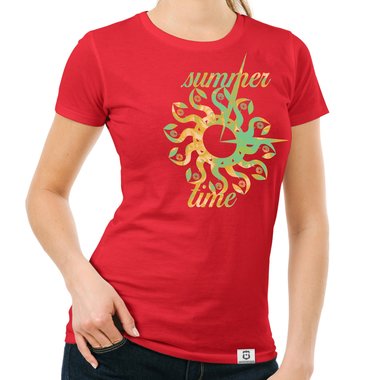 Damen T-Shirt - Summer Time dunkelblau-gelb S