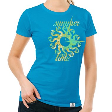 Damen T-Shirt - Summer Time dunkelblau-gelb S