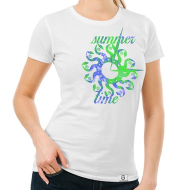 Damen T-Shirt - Summer Time weiss-orange XXL