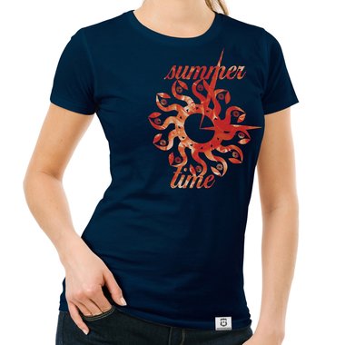 Damen T-Shirt - Summer Time weiss-orange XXL
