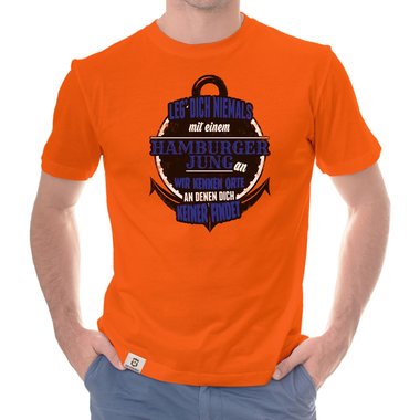 Herren T-Shirt - Leg dich niemals mit Hamburger Jungs an! weiss-schwarz 5XL