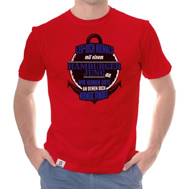 Herren T-Shirt - Leg dich niemals mit Hamburger Jungs an! weiss-schwarz 5XL