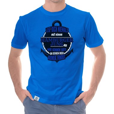 Herren T-Shirt - Leg dich niemals mit Hamburger Jungs an! weiss-schwarz 5XL