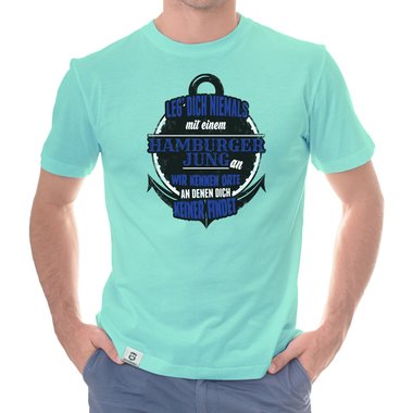 Herren T-Shirt - Leg dich niemals mit Hamburger Jungs an! weiss-schwarz 5XL
