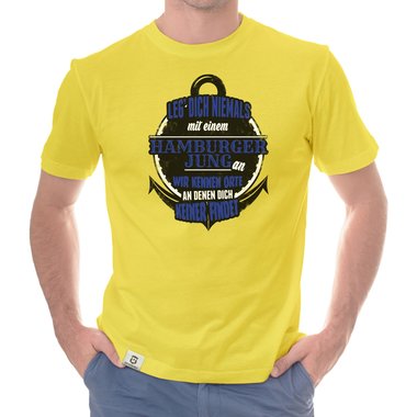 Herren T-Shirt - Leg dich niemals mit Hamburger Jungs an! weiss-schwarz 5XL