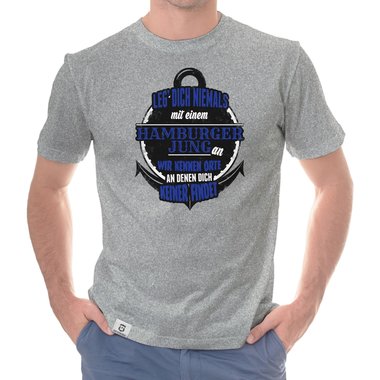 Herren T-Shirt - Leg dich niemals mit Hamburger Jungs an! weiss-schwarz 5XL