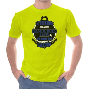 Herren T-Shirt - Leg dich niemals mit Hamburger Jungs an! weiss-schwarz 5XL