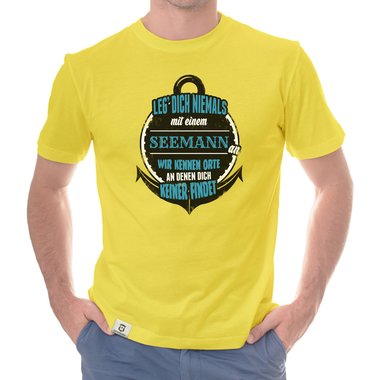 Herren T-Shirt - Leg dich niemals mit Seemnnern an! dunkelblau-weiss S