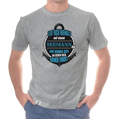 Herren T-Shirt - Leg dich niemals mit Seemnnern an! dunkelblau-weiss S