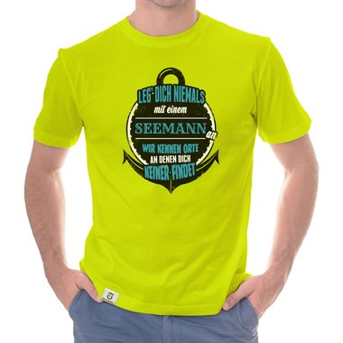 Herren T-Shirt - Leg dich niemals mit Seemnnern an! dunkelblau-weiss S