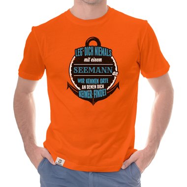 Herren T-Shirt - Leg dich niemals mit Seemnnern an! dunkelblau-weiss S