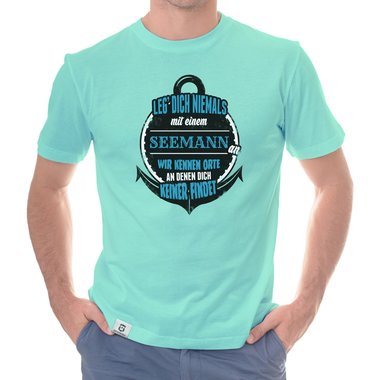 Herren T-Shirt - Leg dich niemals mit Seemnnern an! dunkelblau-weiss S