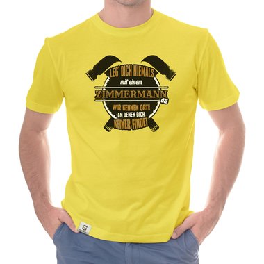 Herren T-Shirt - Leg dich niemals mit Zimmermnnern an! dunkelblau-weiss S