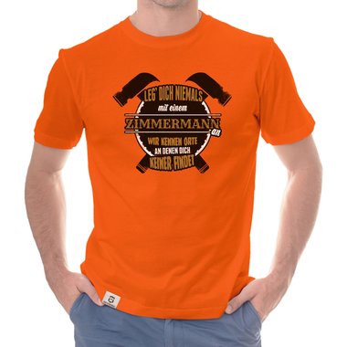 Herren T-Shirt - Leg dich niemals mit Zimmermnnern an! dunkelblau-weiss S