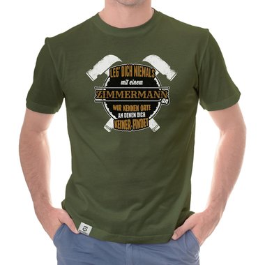Herren T-Shirt - Leg dich niemals mit Zimmerm�nnern an! weiss-schwarz 5XL