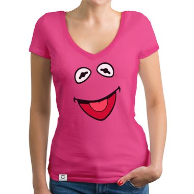 Damen T-Shirt V-Ausschnitt - Frosch Kostm