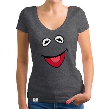 Damen T-Shirt V-Ausschnitt - Frosch Kostm