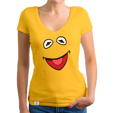 Damen T-Shirt V-Ausschnitt - Frosch Kostm