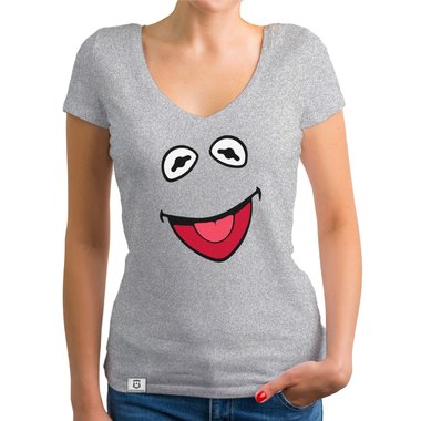 Damen T-Shirt V-Ausschnitt - Frosch Kostm